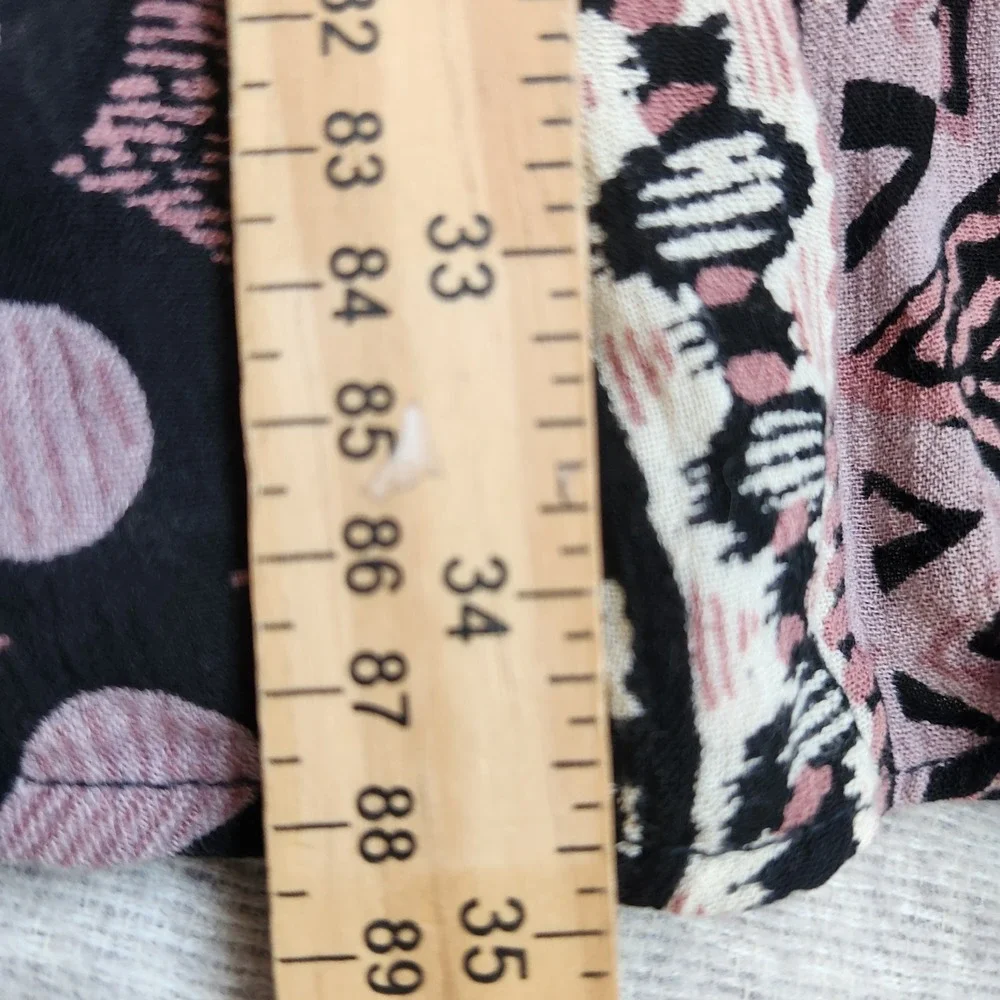 Symphony Midi Skirt 90s Vintage Geometric Pattern Elastic Waist Button Front S/M
